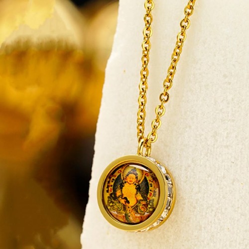Tibetan Yellow God of Wealth Crystal Necklace Tibetan Yellow God of Wealth Crystal Necklace