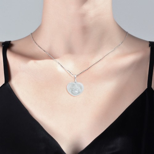 925 Silver Laughing Buddha White Jade Luck Necklace 925 Silver Laughing Buddha White Jade Luck Necklace