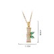 18K Gold Plated Chalcedony Bamboo Rhinestone Necklace
