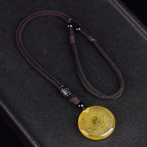 Taoism Five Sacred Mountains Yin Yang Liuli Crystal Balance Necklace Taoism Five Sacred Mountains Yin Yang Liuli Crystal Balance Necklace