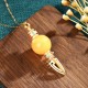24K Gold Plated Amber Dorje Vajra Anxiety Necklace Pendant