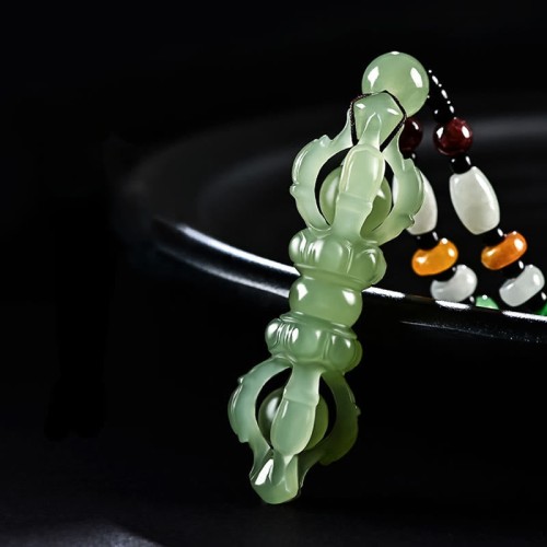 Tibetan Hetian Jade Dorje Vajra Success Necklace