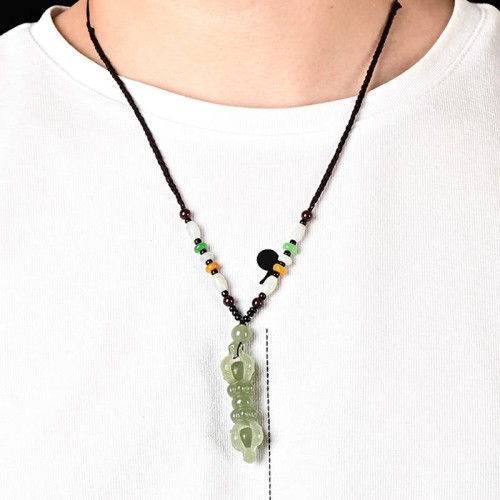 Tibetan Hetian Jade Dorje Vajra Success Necklace