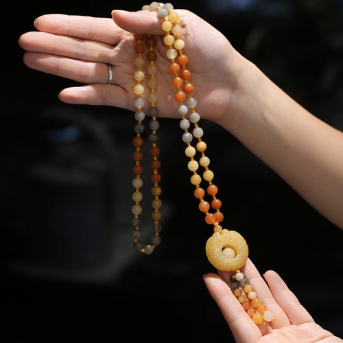 Tibetan Golden Silk Jade Wealth Pendant Necklace Tibetan Golden Silk Jade Wealth Pendant Necklace