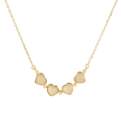 925 Silver Four Leaf Clover White Jade Necklace