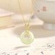 925 Silver Ginkgo Leaf Chalcedony Fu Character Necklace