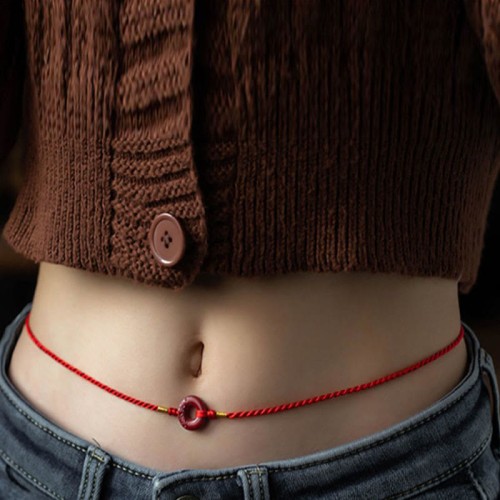 Natural Cinnabar Peace Buckle Blessing Belly Chain Natural Cinnabar Peace Buckle Blessing Belly Chain