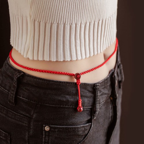 Natural Cinnabar Calm Blessing Belly Chain