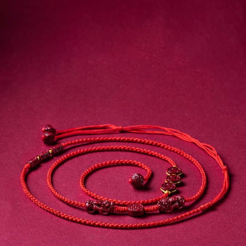 Natural Cinnabar PiXiu Blessing Belly Chain