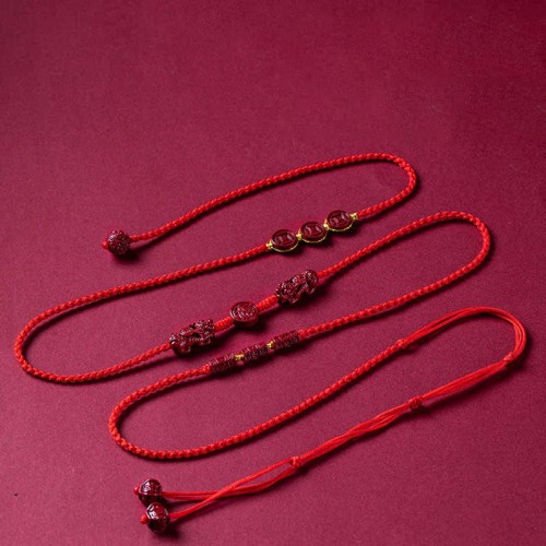 Natural Cinnabar PiXiu Blessing Belly Chain