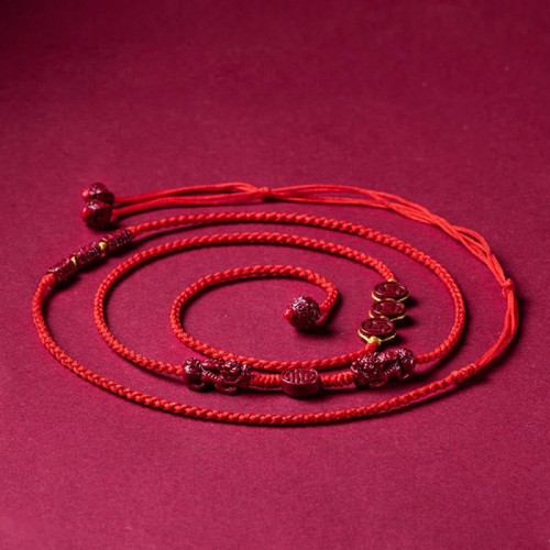 Natural Cinnabar PiXiu Blessing Belly Chain