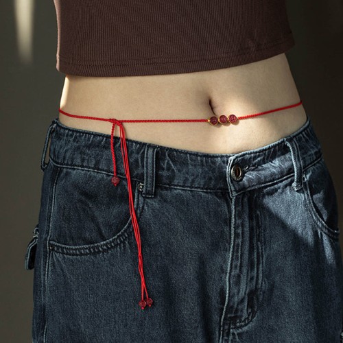Natural Cinnabar PiXiu Blessing Belly Chain