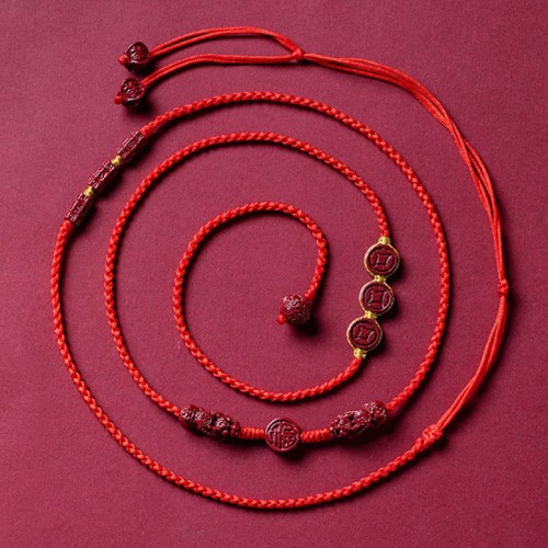 Natural Cinnabar PiXiu Blessing Belly Chain