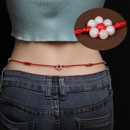 Zodiac Peach Wood Blessing Belly Chain