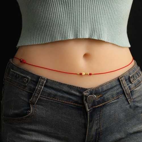 Buddha Stone 999 Gold Red String Belly Chain Buddha Stone 999 Gold Red String Belly Chain