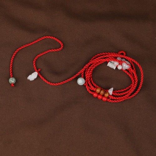 Zodiac Peach Wood Blessing Belly Chain