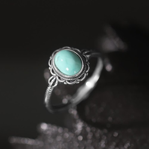 925 Sterling Silver Tibetan Turquoise Protection Ring