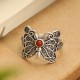 925 Sterling Silver Red Agate Butterfly Set
