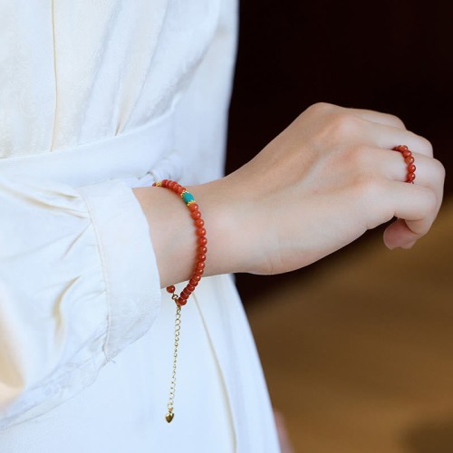 925 Sterling Silver Plated Gold Red Agate Confidence Set