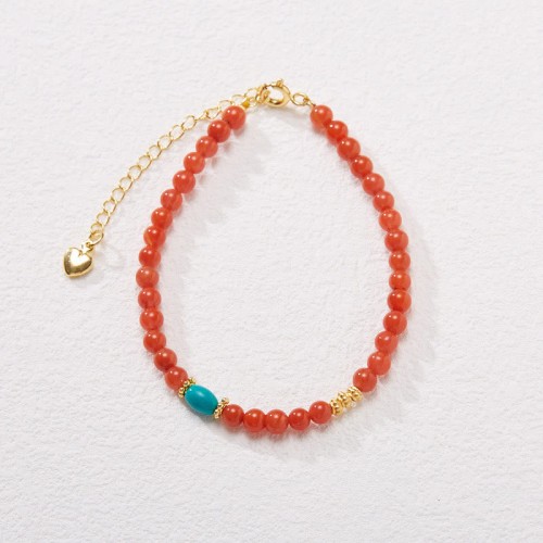 925 Sterling Silver Plated Gold Red Agate Confidence Set