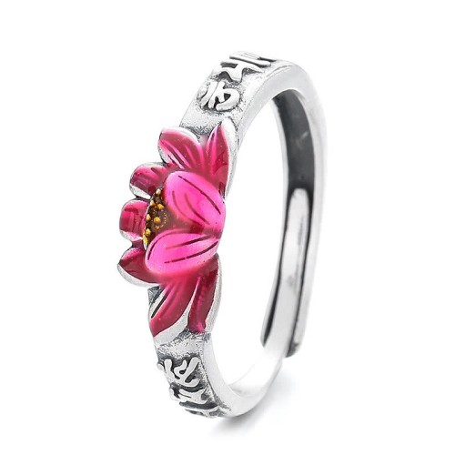 925 Sterling Silver Om Mani Padme Hum Lotus Ring 925 Sterling Silver Om Mani Padme Hum Lotus Ring