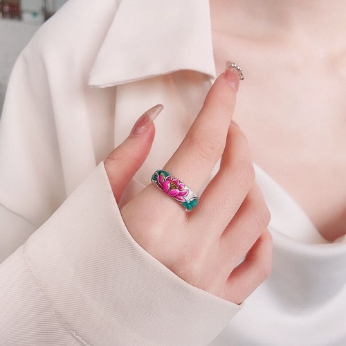 925 Silver Lotus Heart Sutra Enlightenment Ring 925 Silver Lotus Heart Sutra Enlightenment Ring
