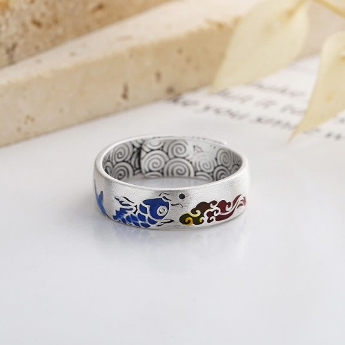 925 Sterling Silver Koi Fish Auspicious Ring 925 Sterling Silver Koi Fish Auspicious Ring