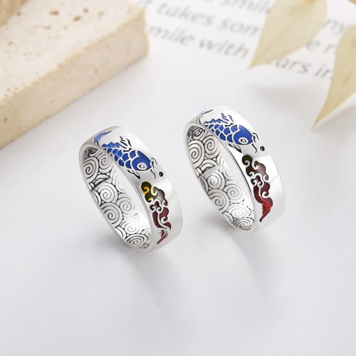 925 Sterling Silver Koi Fish Auspicious Ring 925 Sterling Silver Koi Fish Auspicious Ring