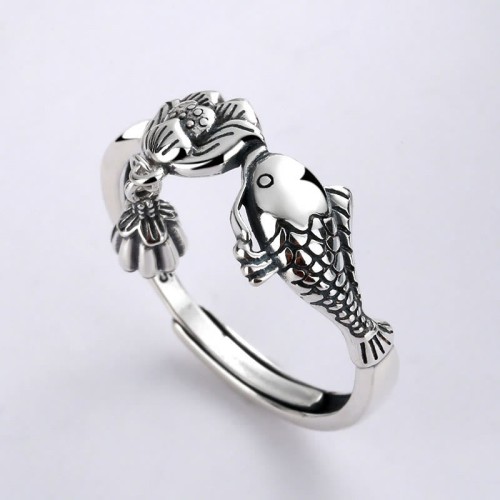 925 Silver Koi Lotus Success Ring 925 Silver Koi Lotus Success Ring
