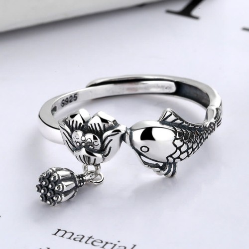 925 Silver Koi Lotus Success Ring 925 Silver Koi Lotus Success Ring