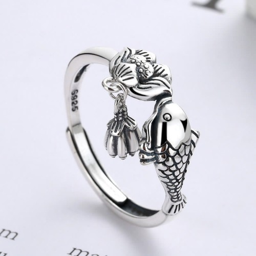 925 Silver Koi Lotus Success Ring 925 Silver Koi Lotus Success Ring