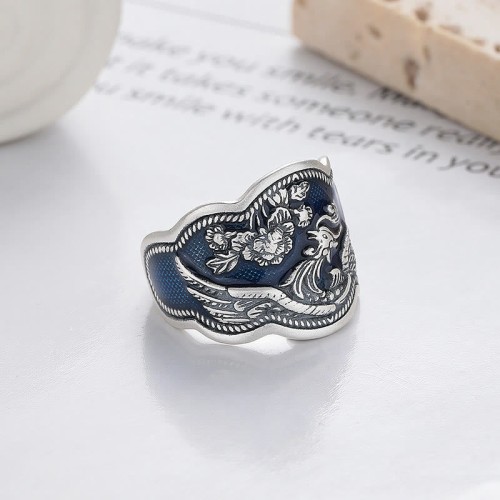 925 Silver Phoenix Peony Luck Ring