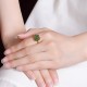 925 Silver Plated Gold Clover Hetian Jade Ring