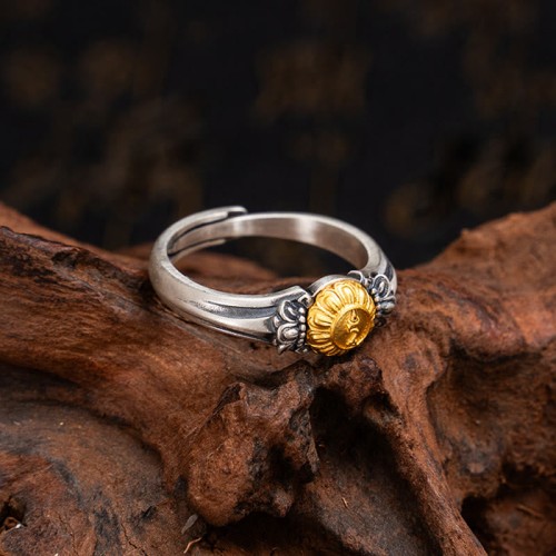 925 Silver Plated Gold Bodhisattva Tara Protection Ring