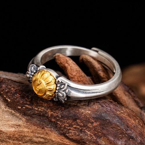 925 Silver Plated Gold Bodhisattva Tara Protection Ring