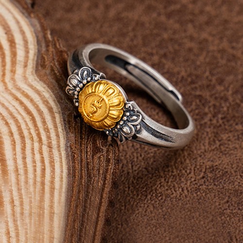925 Silver Plated Gold Bodhisattva Tara Protection Ring