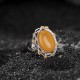 990 Sterling Silver Gold Plated Amber Ring