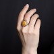 990 Sterling Silver Gold Plated Amber Ring