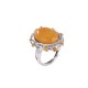 990 Sterling Silver Gold Plated Amber Ring