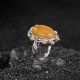 990 Sterling Silver Gold Plated Amber Ring