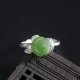 925 Silver Jade Green Rose Luck Ring