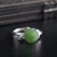 925 Silver Jade Green Rose Luck Ring