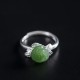 925 Silver Jade Green Rose Luck Ring
