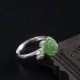 925 Silver Jade Green Rose Luck Ring