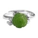 925 Silver Jade Green Rose Luck Ring