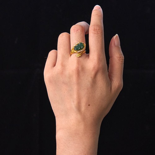 Gold-Plated Jade Leaf Prosperity Ring Gold-Plated Jade Leaf Prosperity Ring