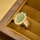 Copper Plated Jade Leaf Diamond Luck Ring Copper Plated Jade Leaf Diamond Luck Ring