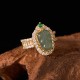 Copper Plated Jade Leaf Diamond Luck Ring Copper Plated Jade Leaf Diamond Luck Ring