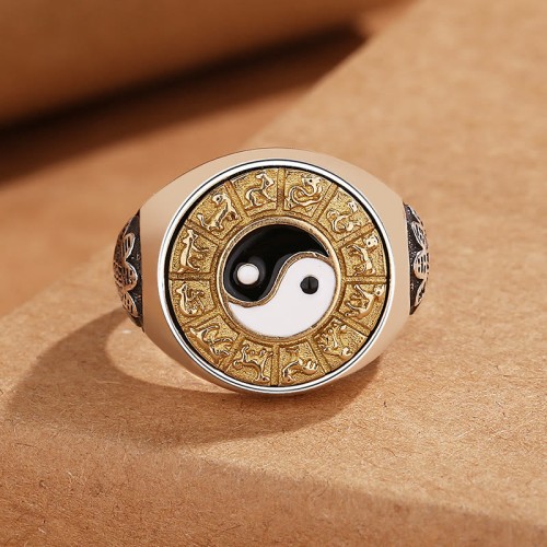 Yin Yang Chinese Zodiac Copper Wealth Ring Yin Yang Chinese Zodiac Copper Wealth Ring