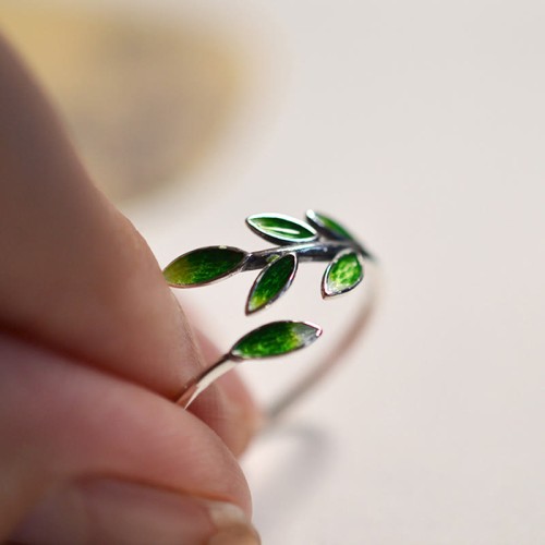 Buddha Stone Leaves Copper Wealth Ring